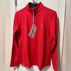 Rhoback Red Performance Quarter-Zip with Navy Trim